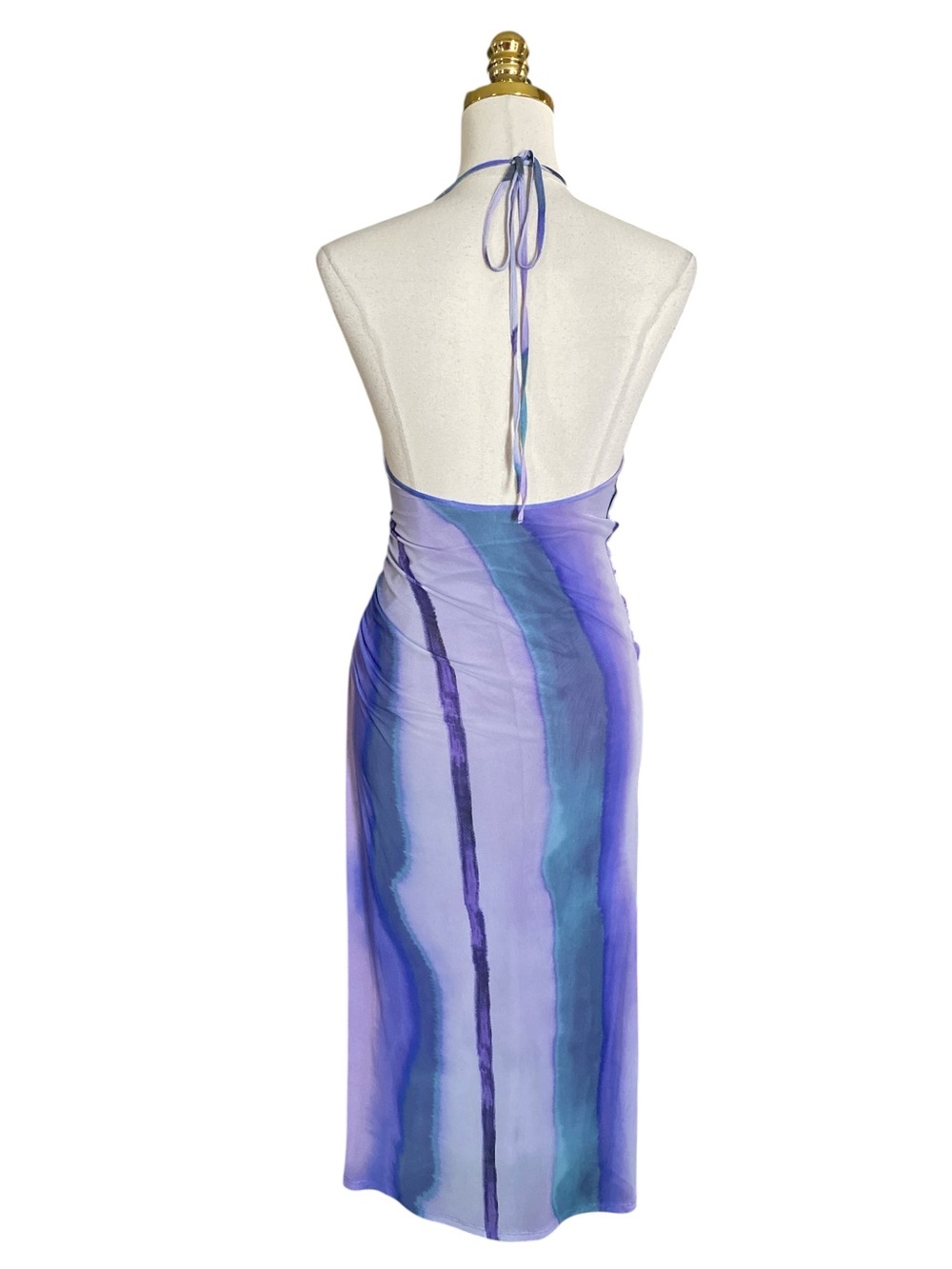 Zara Bloggers Favorite Printed Tulle Halter Sleeveless Lavender Dress Sz Small. - Picture 10 of 14